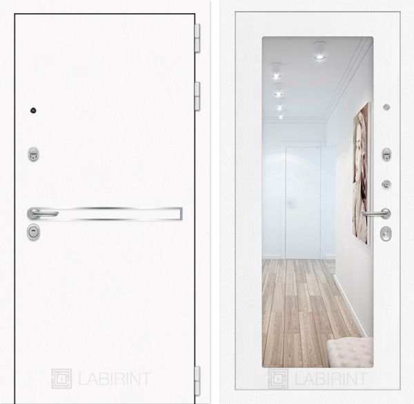 Входная дверь Лабиринт LINE WHITE с зеркалом 18